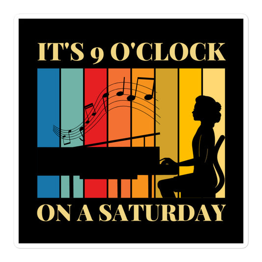 Vintage 9 O'Clock Sticker (piano ladies)